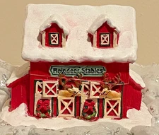 Ashland  Christmas Tiny Treasures Reindeer Stables NOS 2019 LED Light Up