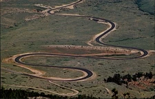 Big Horn Highway Sheridan Wyoming aerial view ~ vintage postcard