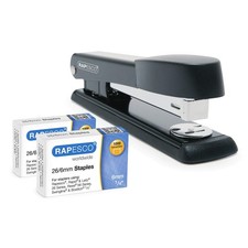 Rapesco 1602 Marlin Stapler and 2000 26/6 mm Staples, Black 2001 Stapler + Stapl