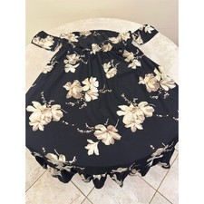 SHEIN Curve Dress Womens 4XL Black Floral Off Shoulder Maxi Ruffle Hem
