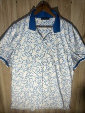 G-Fore Shirt Mens XL Blue Allover Star Print Golf Polo USA Patriotic