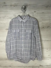 mia & tess Shirt Womens Extra Large Blue Windowpane Plaid Button Down Casual