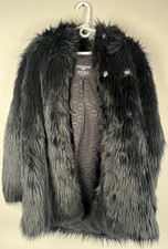 Large Spirithood Classic Women's Black Wolf Faux Fur Coat