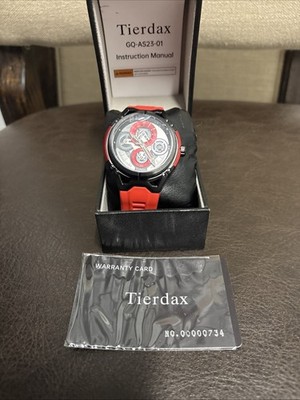 Men s Watch Red Black Tierdax Sapphire Crystal Month Day Time GQ-AS23-01 HTF