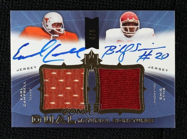 2013 Upper Deck Ultimate Collection 4/5 Earl Campbell Billy Sims Auto HOF 0dj8