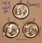 1949 P D S Roosevelt Dimes! GEM BU!  490413