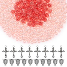 610 Pcs Rosary Making Kit Pearl Beads Cross Centerpieces Crucifix Medals Set NEW