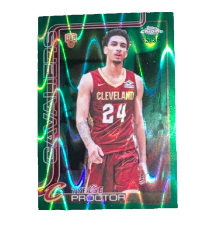 Topps 2025 Chrome Tyrese Proctor Rookie Green RayWave #300 /99 Cavaliers