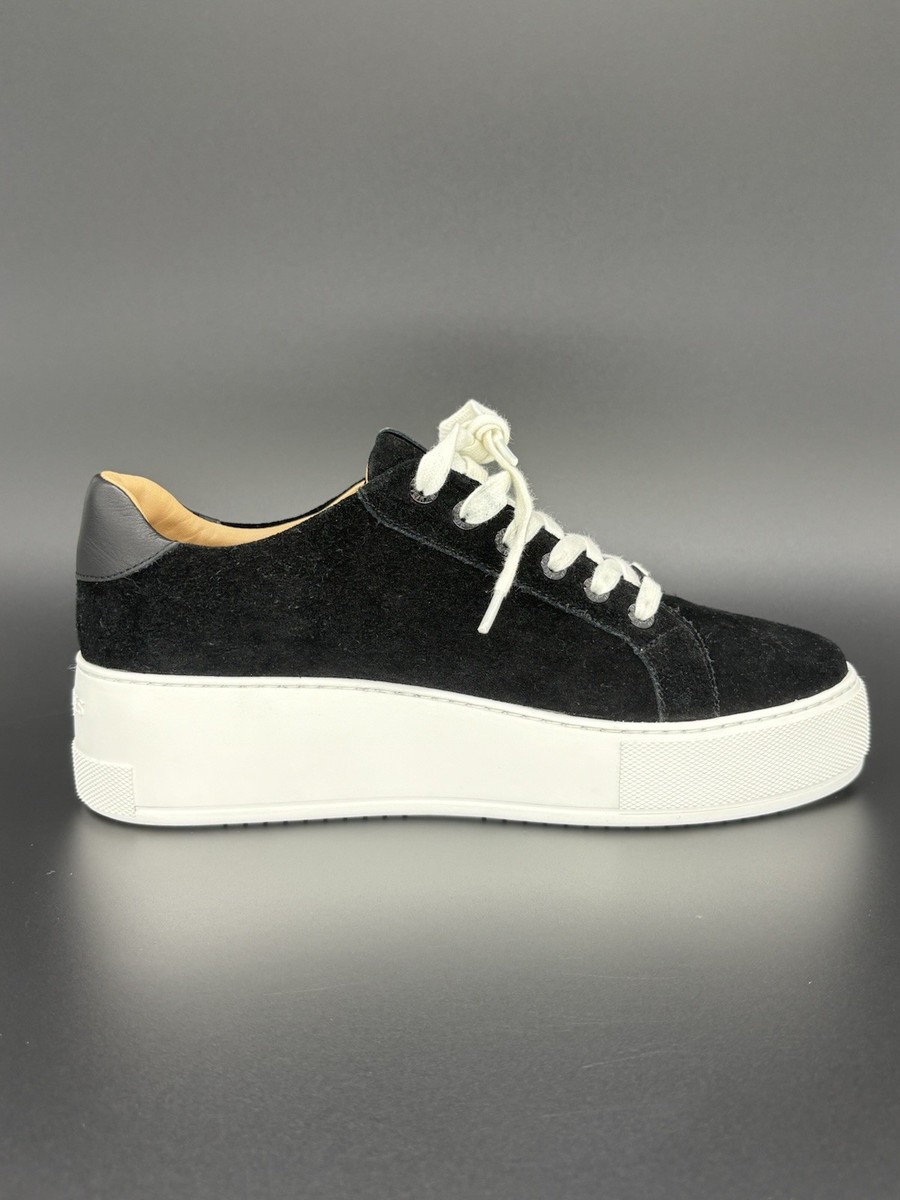 Slides NYC Black Platform Sneakers Women’s Size 9 Suede White Sole