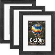 VCK 8x10 Picture Frames Black 3 Pack, Wide Border Solid Wood, Tempered Glass,...