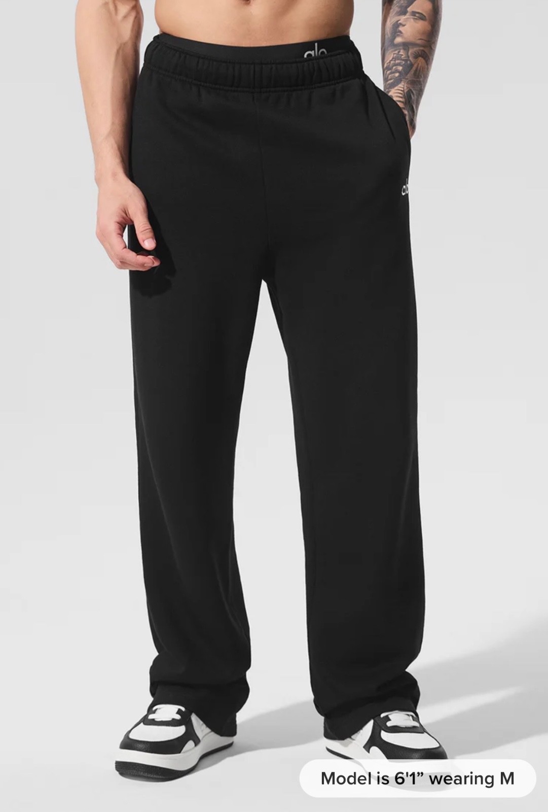 New Alo Yoga Accolade Straight Leg Sweatpants Slick Black Mens Size Large $140
