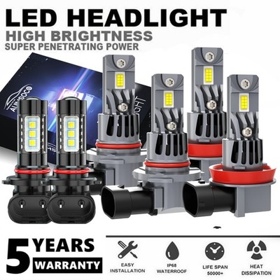 For Toyota Tundra Base Extended 2008-2012 5.7L LED High Low Bulbs+Fog Light Kit