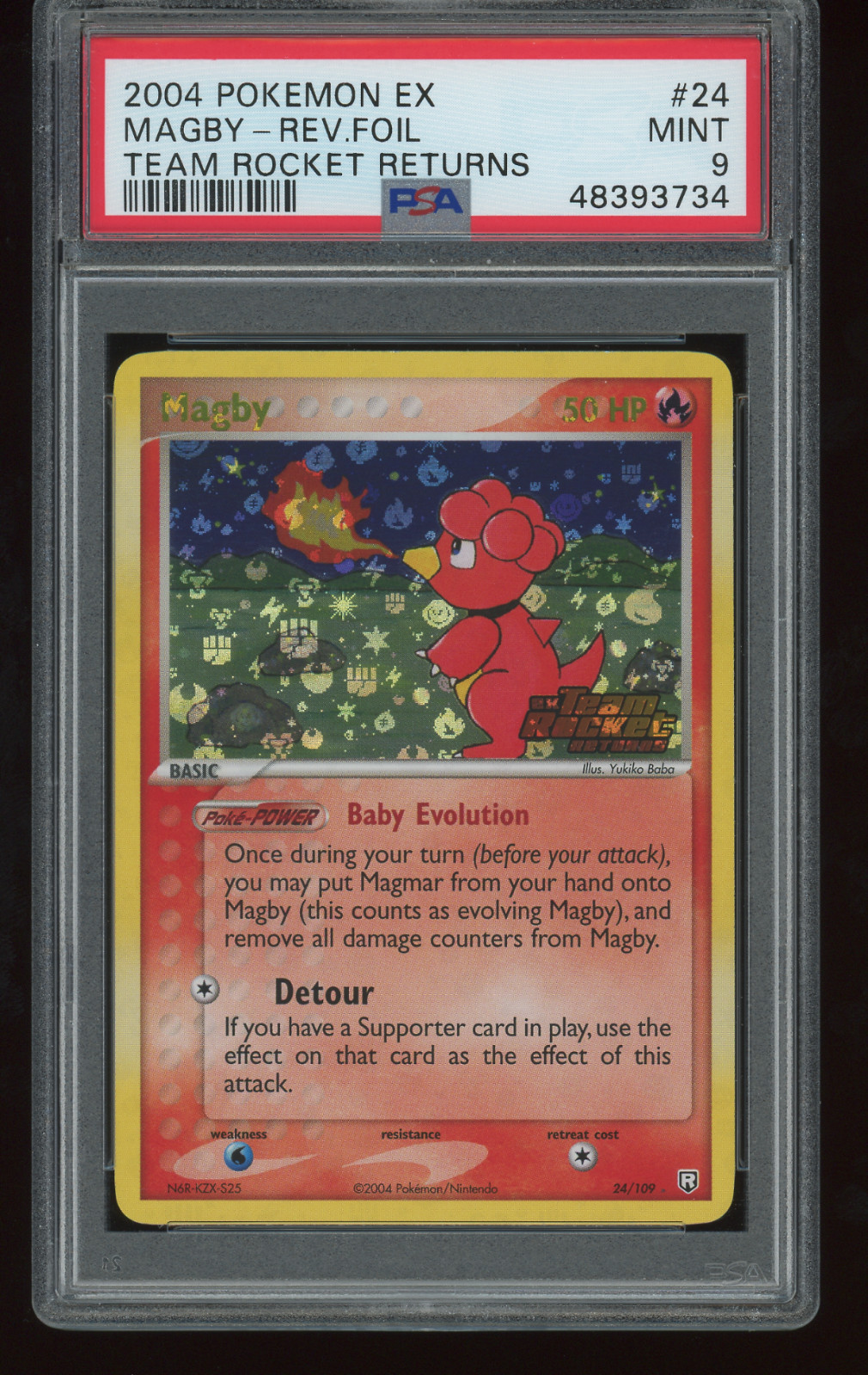 2004 POKEMON EX TEAM ROCKET RETURNS MAGBY - REVERSE FOIL PSA 9 #24