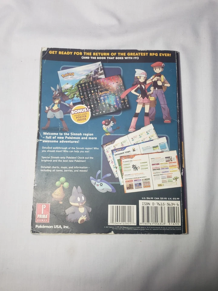 Pokemon Diamond and Pearl Version 1 Prima Strategy Guide No Poster - Image 2 of 4