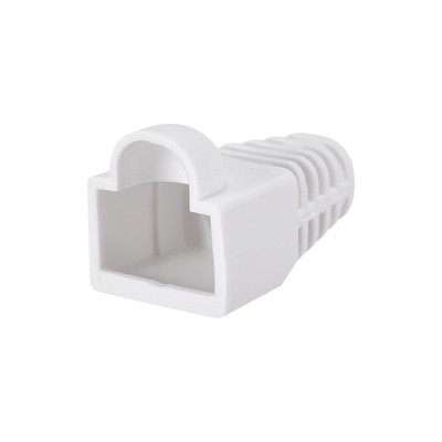 6mm Hole Dia White RJ45 Boots Cover Anti-Dust for Cable CAT5e CAT6e 50Pcs