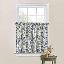 VESTIDO IMPERIAL Waverly Azul Amarillo Floral PAR Cortinas 52x24 PORCELANA