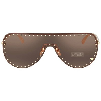 Versace Dark Brown Shield Ladies Sunglasses VE2230B 125273 45 VE2230B 125273 45