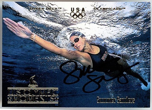 1996 -SUMMER SANDERS- GTP Signed/Autograph/Auto Upper Deck Olympics Card