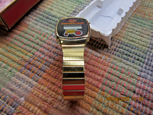 VINTAGE ADV MINNEAPOLIS MOLINE TRACTOR STAINLESS STEAL LCD WATCH W/BOX !! 