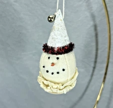 Bethany Lowe Snowman Head with Hat Spun Cotton Christmas Ornament Vintage