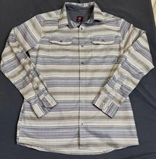 Swiss Tech Men's Striped Outdoors Long Sleeve Button Down Shirt Size Medium M