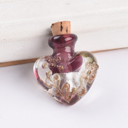 1pcs Handmade Heart Shape Lampwork Glass Essential Oil Bottle for DIY Pendants - Picture 7 of 18