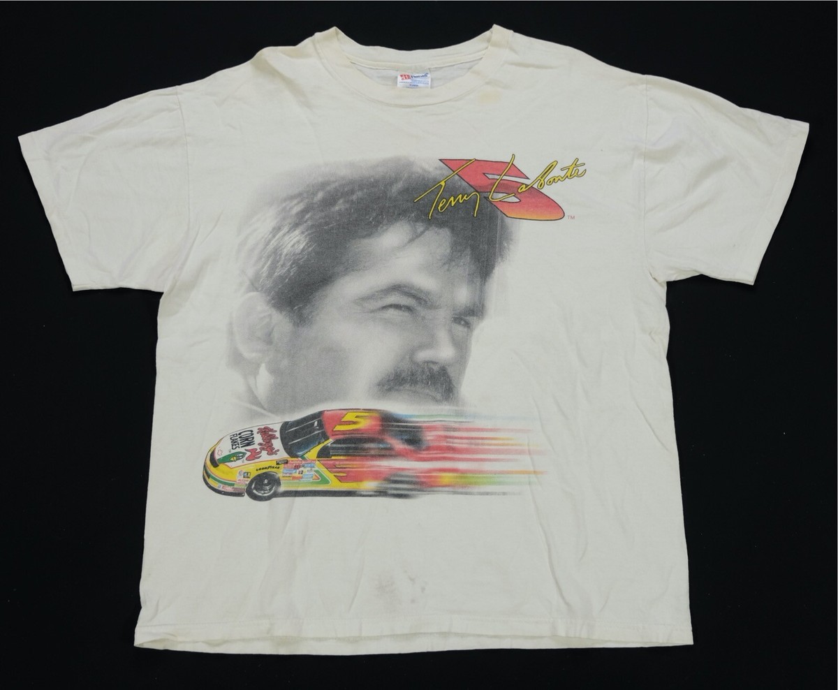 T-shirt Vintage Terry Labonte NASCAR 90s – Hanes, XL, Double Face, Blanc