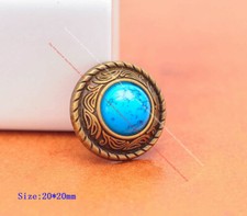 10X 20mm Brass Flower Leathercraft Accessories Belt Leatherwork Turquoise Concho