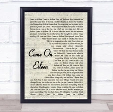 Come On Eileen Song Lyric Vintage Script Quote Print