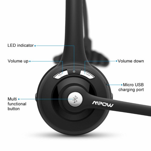 Mpow Professional Over The Head Drivers Recharge Wireless Bluetooth Headset - Picture 2 of 7