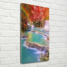 Wandbild Druck auf Plexiglas® Acryl Hochformat 70x140 Wasserfall im Herbst