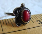 Vtg Blood Agate or Red Jasper Silver RING, Size 6.5, Southwestern Native Am? D73