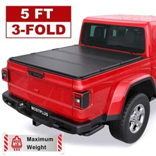 5FT Tri-Fold Hard Truck Bed Tonneau Cover For 2020-2025 Jeep Gladiator On Top