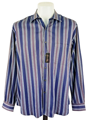 TASSO ELBA Herren blau Baumwolle LUXUS L/S ABENDHEMD - XL - 54'' - UVP £75