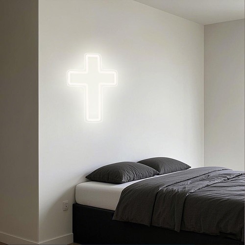 Jesus Cross LED Neon Sign Light Up Church Corner Hanging Window Wall Display USB - Picture 5 of 6