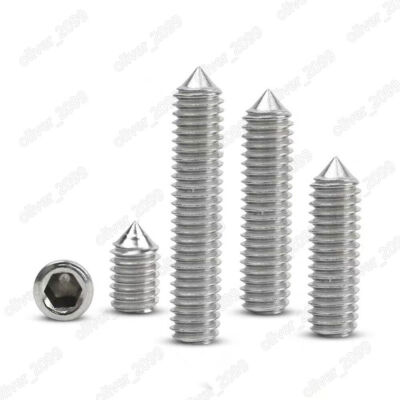 304 Stainless Steel Hex Socket Set Screw Cone Point Grub Screws DIN914 M2-M16
