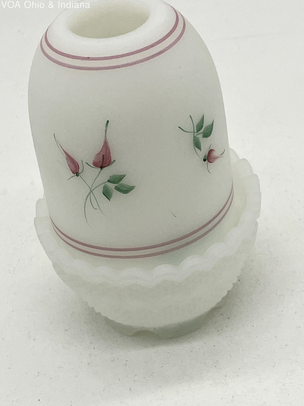 Fenton Glass Hand Painted Floral Design Fairy Lamp eBay