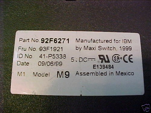 IBM 92F6271 M9 116 KEY, POINT OF SALE RETAIL KEYBOARD, WITH 2 KEYS, CLEAR CAPS