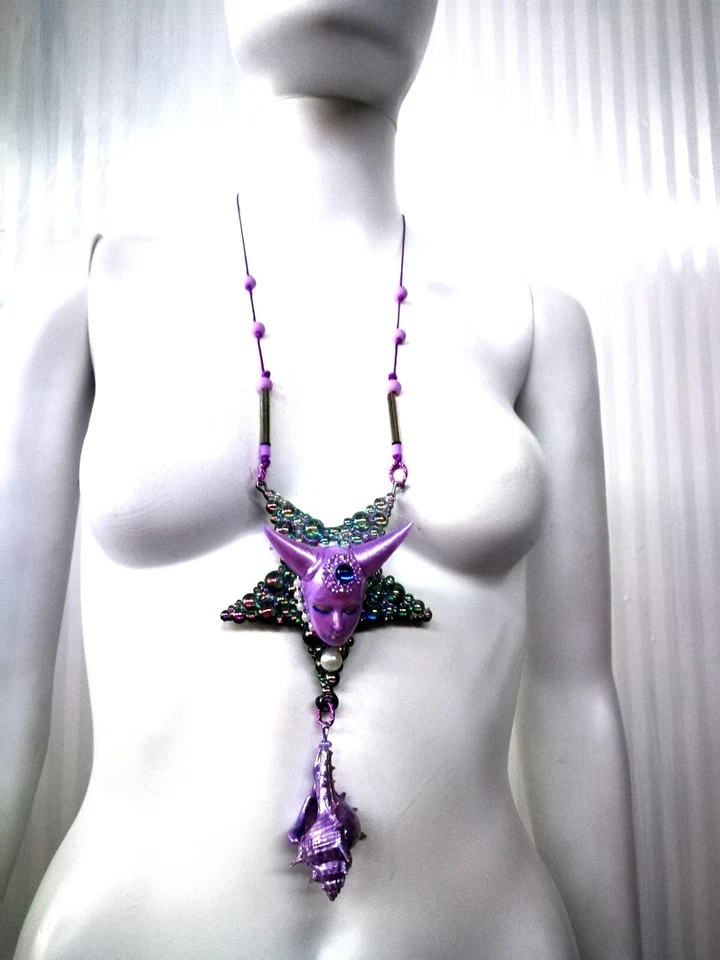 Ювелирные изделия женщина ожерелье кулон перевернутая пентаграмма звезда Лилит богиня Hornered - Изображение 4 из 4