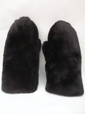 BRAND NEW BLACK SHEARED BEAVER DOUBLE SIDED FUR MITTENS MITTS MEN MAN SIZE ALL