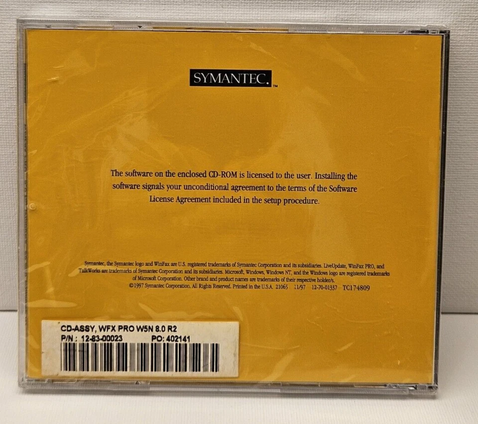 WinFax Pro 8.0 Hassle Free Faxing PC CD ROM Symantec Windows NT 95 Software - Image 2 of 2