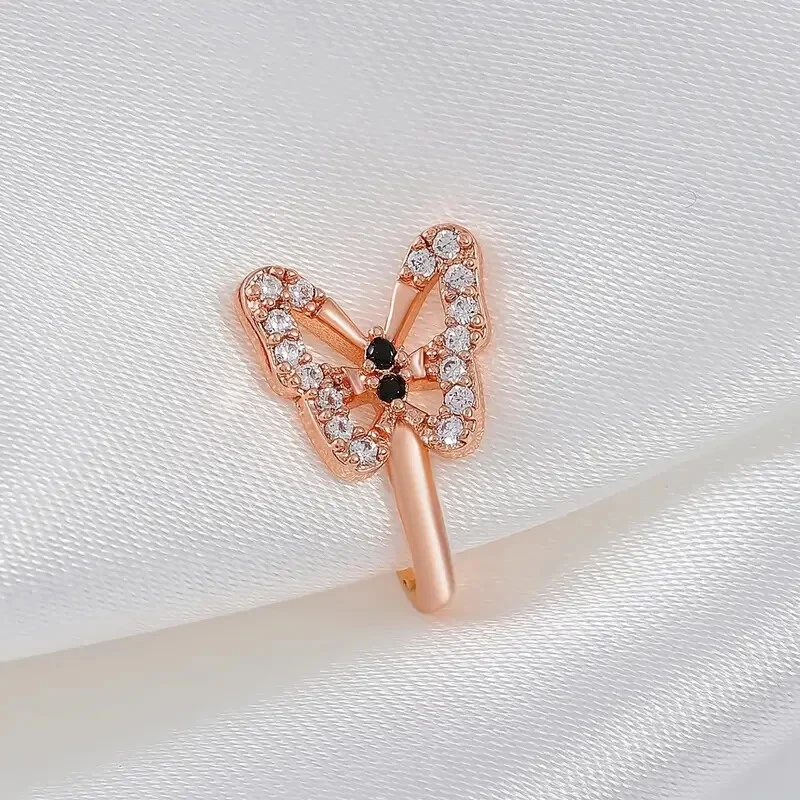 Anillos nariz falsa mariposa en forma de U nariz uñas delicadas joyas rosa dorado moda Foto 2 de 3