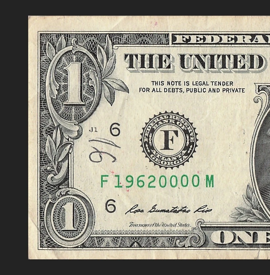 1962 Year Date Note Fancy Serial Number One Dollar Bill - Image 4 of 4