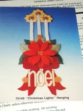 CHRISTMAS LIGHTS HANGING PLASTIC CANVAS KIT 75140 DISTLEFINK POINSETTIA CANDLES