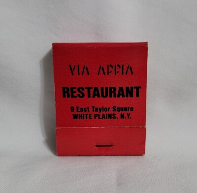 Vintage Via Appia Italian Restaurant Matchbook White Plains NY Advertising Full