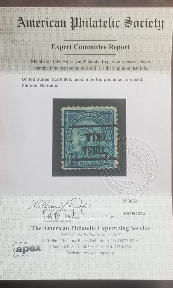 🔥'Error - Rare' United states, Scott 565, Inverted overprint W/cert - Image 3 of 3