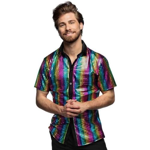 Boland Disco Diamond Rainbow Shirt Men's Fancy Dress  - Picture 1 of 4
