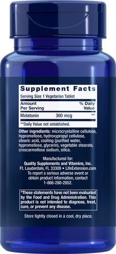 Life Extension Melatonin 6 Hour Timed Release, 300 mcg 100 VegCap (TWO-Pack) - Picture 2 of 2
