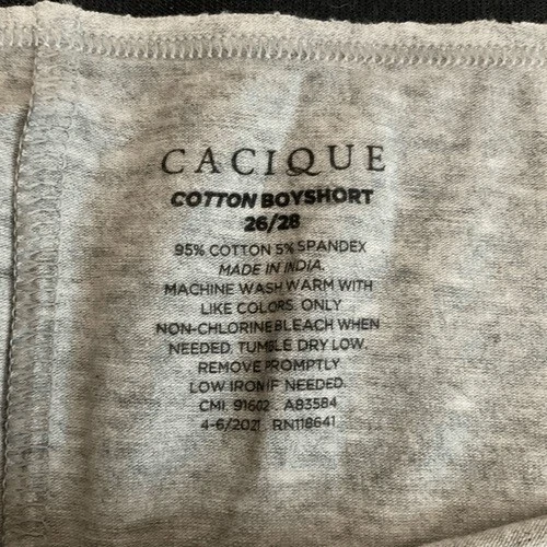 全新带标签 Cacique Lane Bryant 棉男童短裤套装 2 件内裤女式 26/28 码灰色/白色 — 第 3/4 张图片