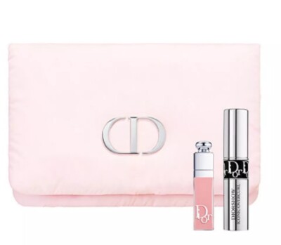 DIOR Beauty Pink Flap Pouch Makeup Set w Mini Dior Addict & Mascara